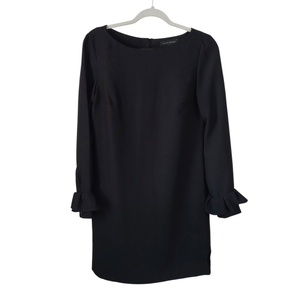 Banana Republic Black Long Sleeve Dress with Ruffle Cuffs